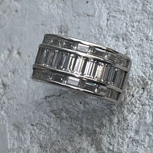 Fabulous Sterling Silver Ring with Baguette CZ